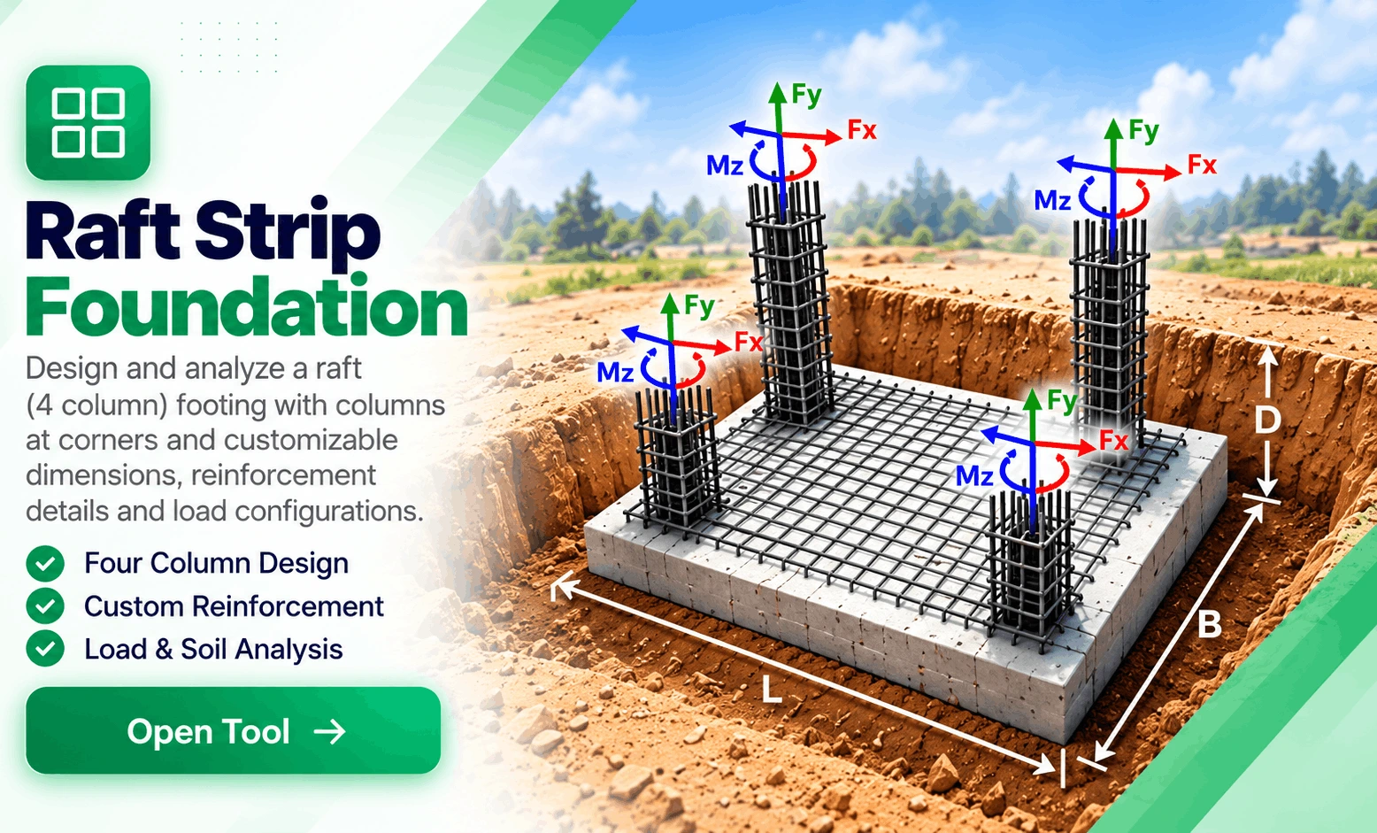 4-Column Footing Module